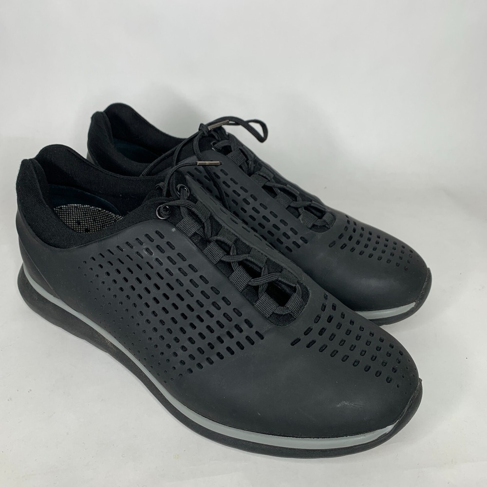 Zegna Shoes Sneakers Men‎ 7 Black Low Top Perforated Rubber Sole Casual Athletic